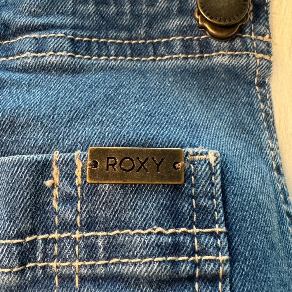 Roxy Light Blue Denim Overalls Shorts - Picture 2 of 5